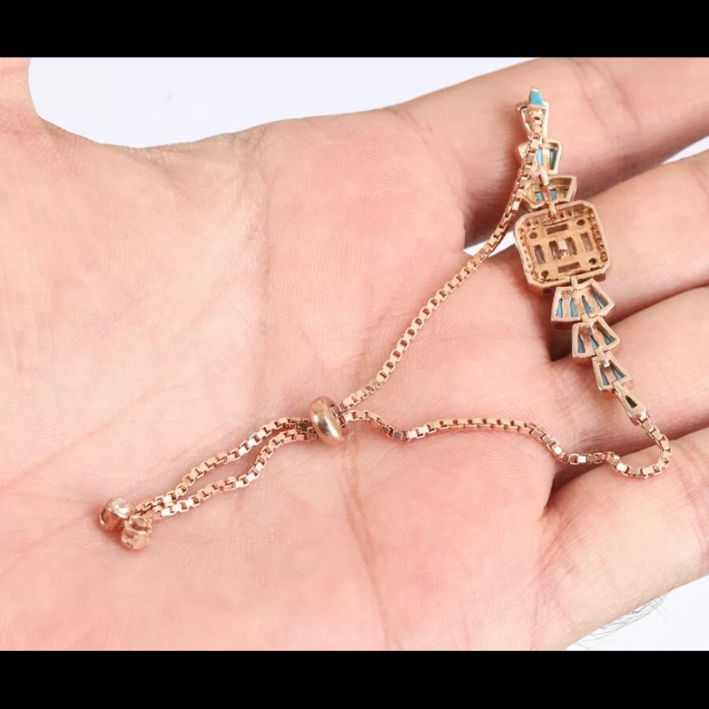 ⭕️SOLD⭕️Rose Gold Turquoise Topaz Bracelet 925 - Picture 3 of 3